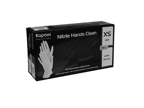 Kapous нитриловые перчатки nitrile hands clean белые размер xs 100 шт. в уп.