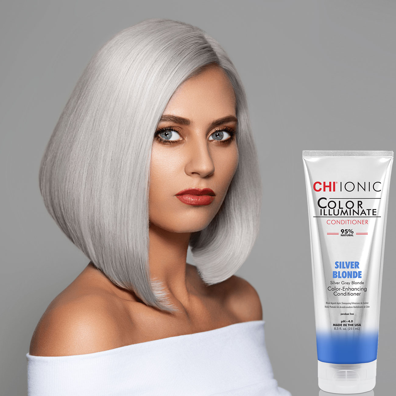 Chi ionic color illuminate кондиционер оттеночный серебристый блондин 251 мл