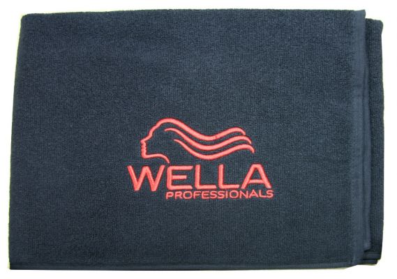 Wella полотенце черное с логотипом 50х100см мил